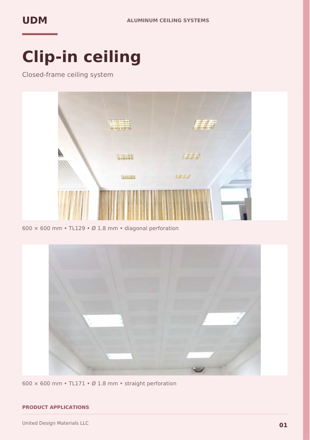 Preview of the UDM aluminum ceiling catalog